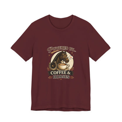 Powered By Coffee & Horses Funny Equestrian T-Shirt