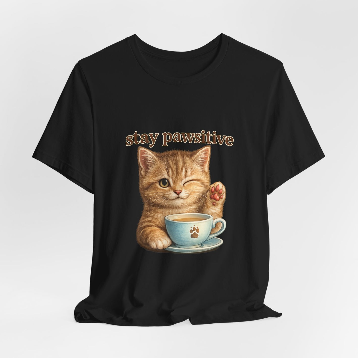 Stay Pawsitive Cute Cat T-Shirt
