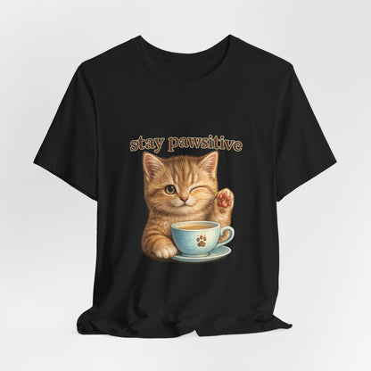 Stay Pawsitive Cute Cat T-Shirt