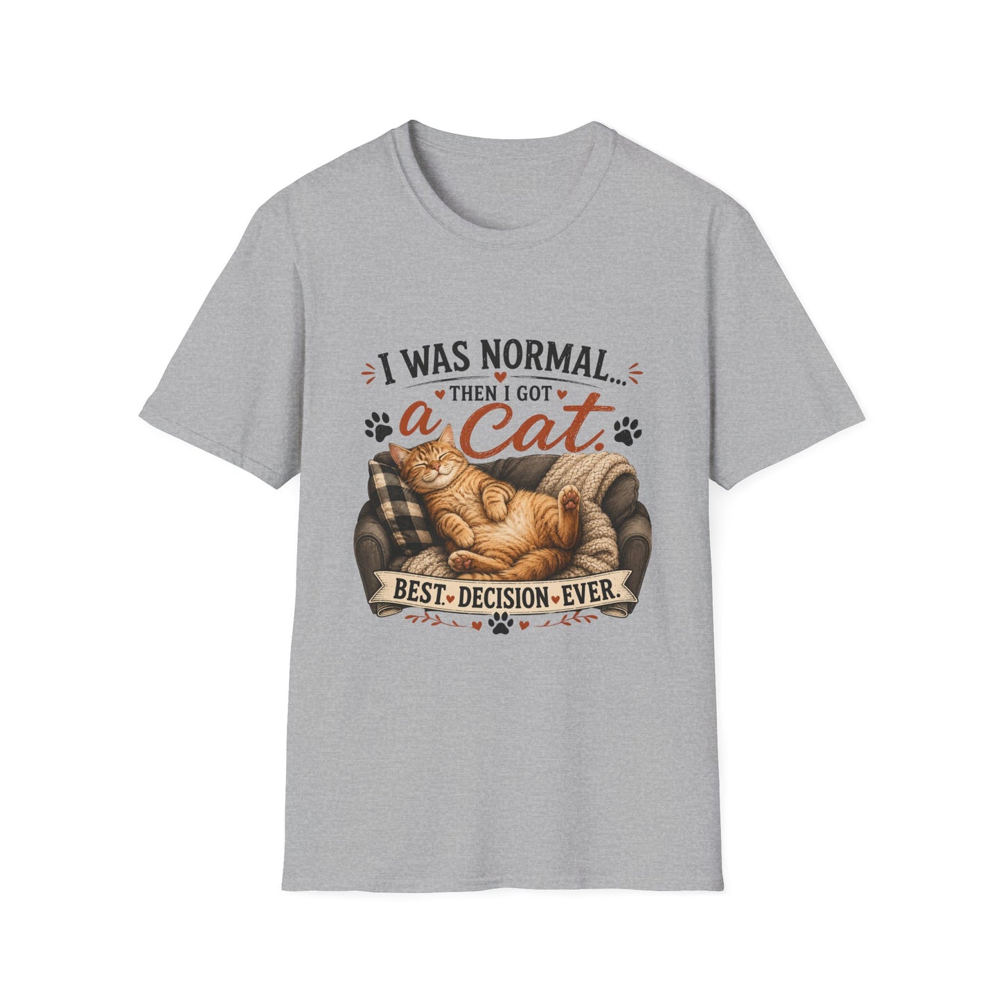 Cat Lover T-Shirt — "I Was Normal Then I Got a Cat" Cozy Graphic Tee