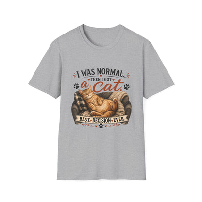 Cat Lover T-Shirt — "I Was Normal Then I Got a Cat" Cozy Graphic Tee