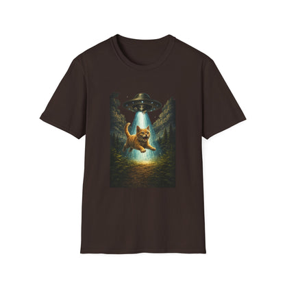 UFO Cat Abduction Funny T-Shirt — "Beam Me Up" Abduction Graphic Tee