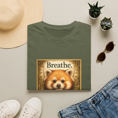 Breathe Red Panda T‑Shirt — "Breathe. Just breathe." Relaxation Tee