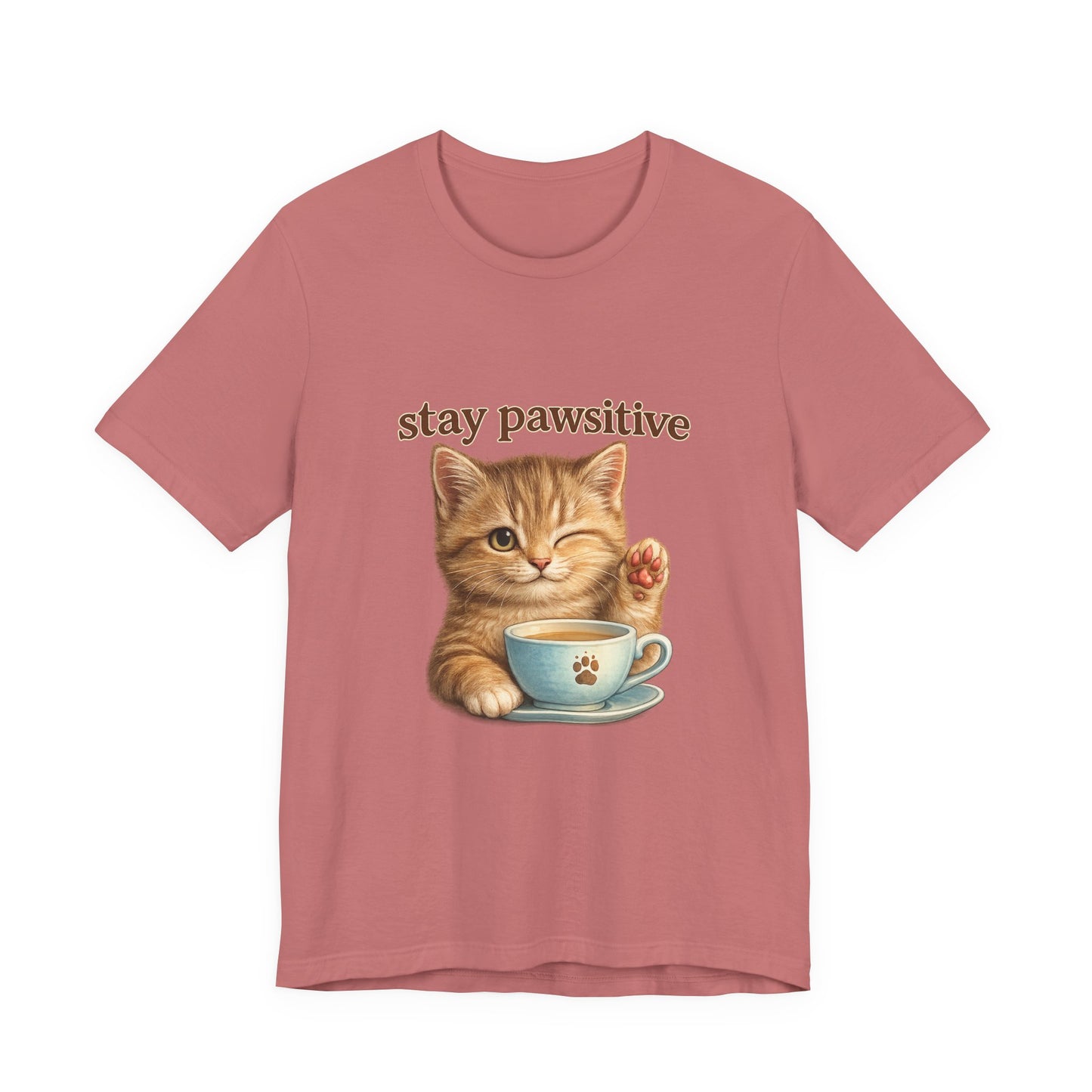 Stay Pawsitive Cute Cat T-Shirt