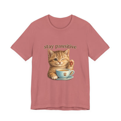 Stay Pawsitive Cute Cat T-Shirt