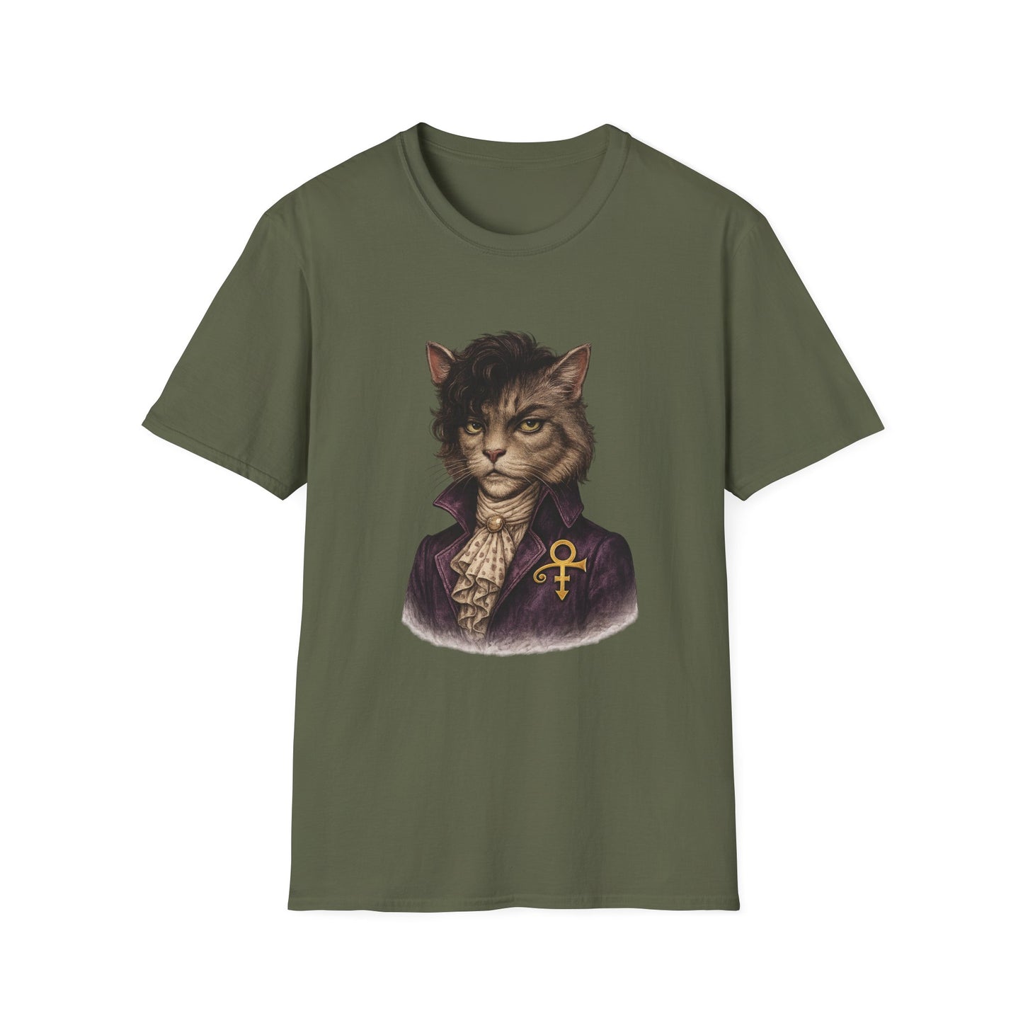 Prince Cat Parody T-Shirt — Regal Cat with Ankh Graphic