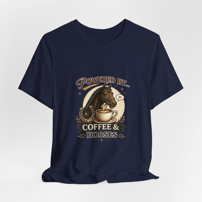 Powered By Coffee & Horses Funny Equestrian T-Shirt