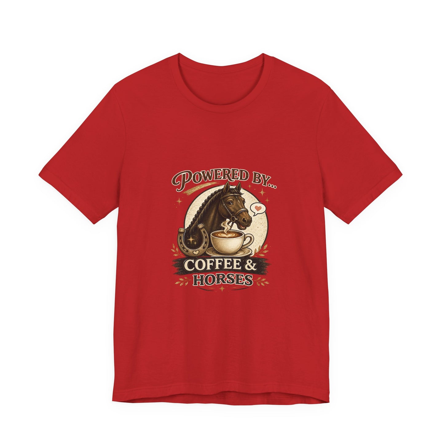 Powered By Coffee & Horses Funny Equestrian T-Shirt