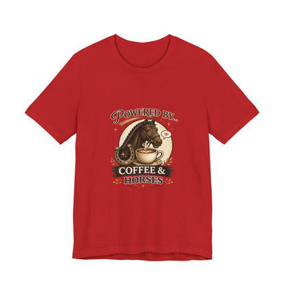 Powered By Coffee & Horses Funny Equestrian T-Shirt