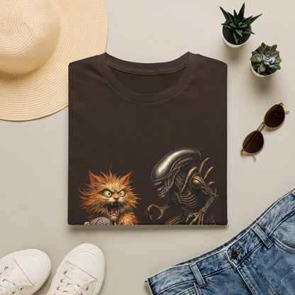 Xenomorph vs. Cat - Alien Graphic T-Shirt — Funny Sci‑Fi Cat Tee