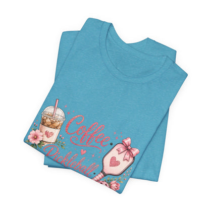 Pickleball Tee — "Coffee, Pickleball, Repeat" Floral Graphic Shirt