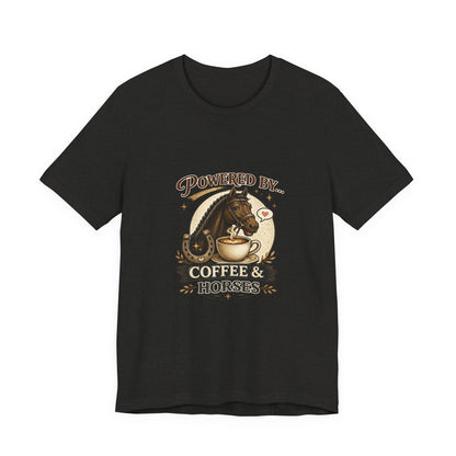 Powered By Coffee & Horses Funny Equestrian T-Shirt