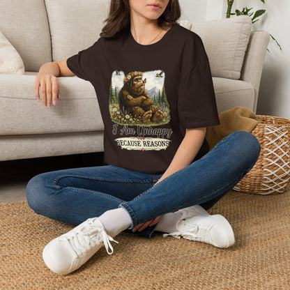 I Am Unhappy Because Reasons Funny Bigfoot T-Shirt