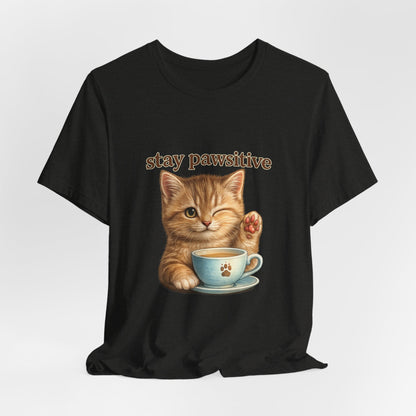 Stay Pawsitive Cute Cat T-Shirt