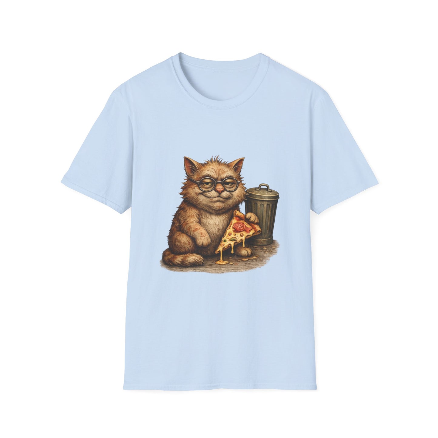 Danny DeVito Cat Parody— Cute Cat with Glasses & Pizza Graphic Tee