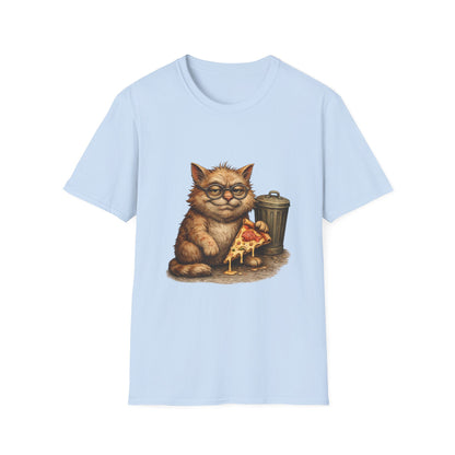 Danny DeVito Cat Parody— Cute Cat with Glasses & Pizza Graphic Tee