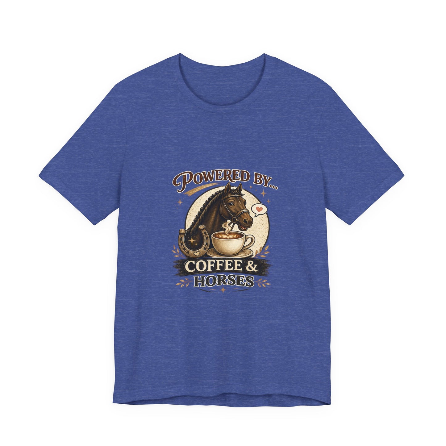 Powered By Coffee & Horses Funny Equestrian T-Shirt