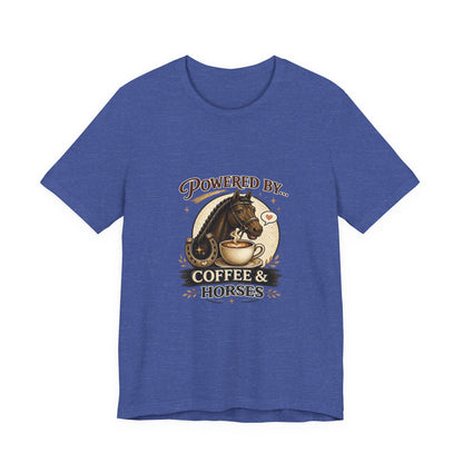 Powered By Coffee & Horses Funny Equestrian T-Shirt