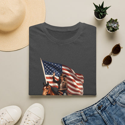 Patriotic Cowgirl American Flag Rodeo T-Shirt