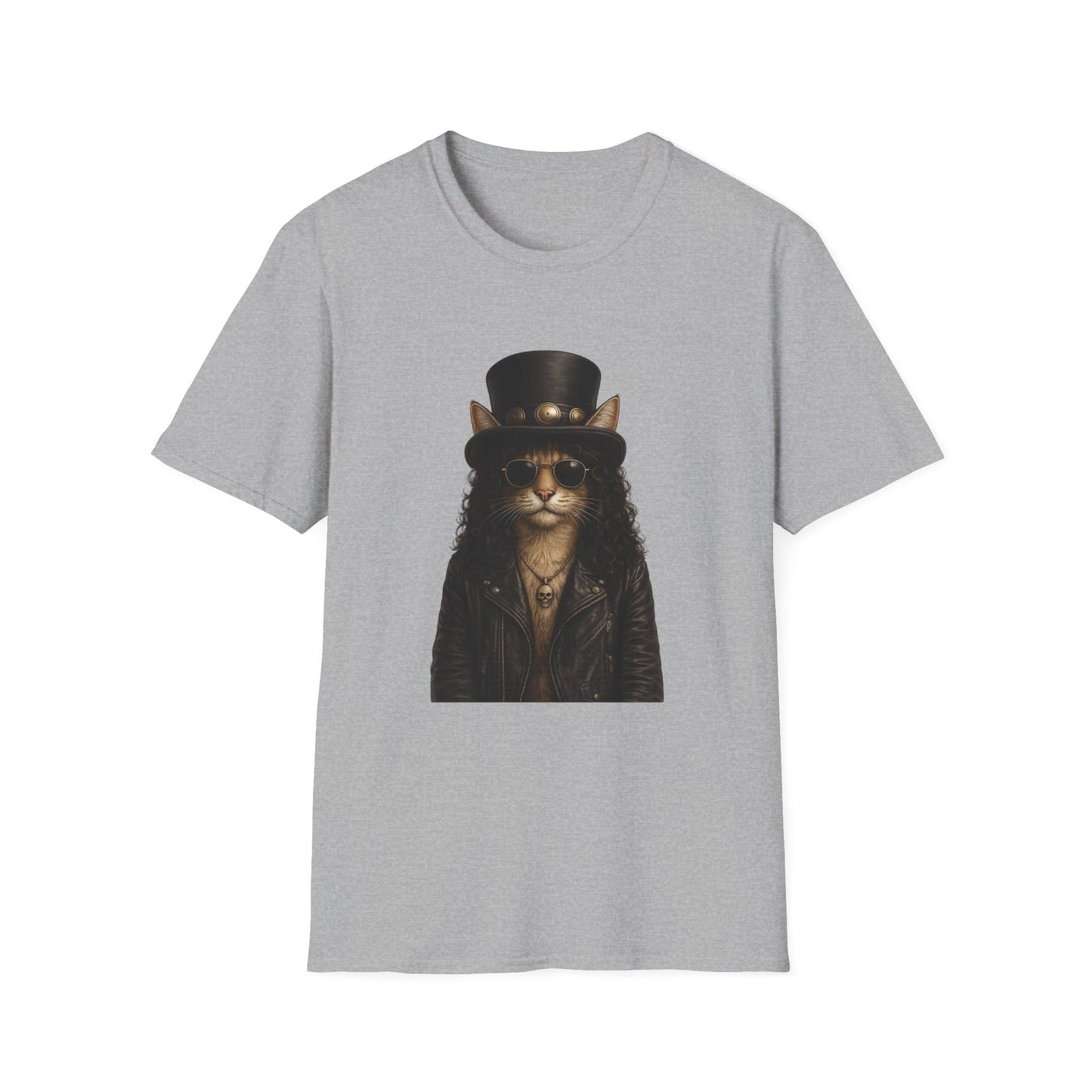 Slash Cat Parody — Vintage Top Hat Guitarist Cat Graphic T‑Shirt