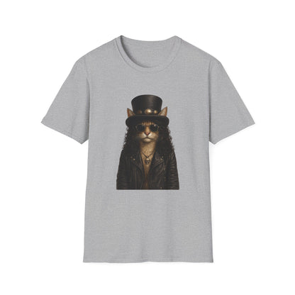 Slash Cat Parody — Vintage Top Hat Guitarist Cat Graphic T‑Shirt