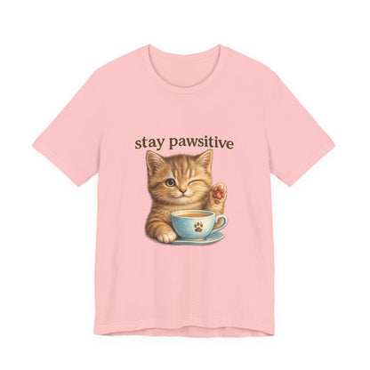 Stay Pawsitive Cute Cat T-Shirt