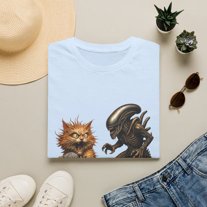 Xenomorph vs. Cat - Alien Graphic T-Shirt — Funny Sci‑Fi Cat Tee
