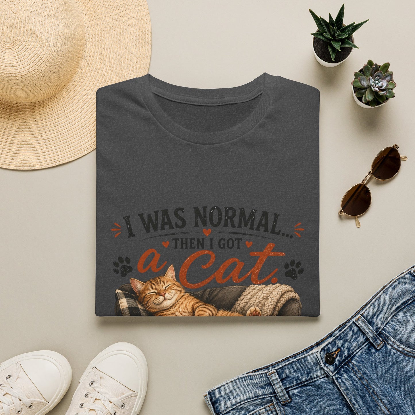Cat Lover T-Shirt — "I Was Normal Then I Got a Cat" Cozy Graphic Tee