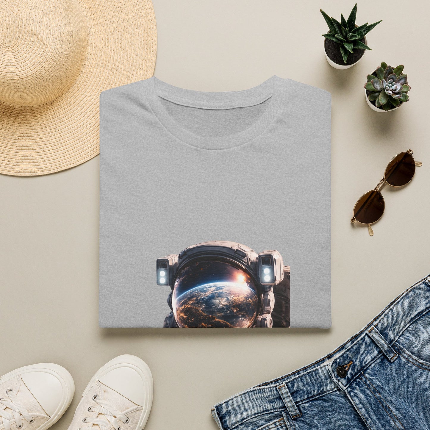Earth From Space Astronaut Helmet T-Shirt