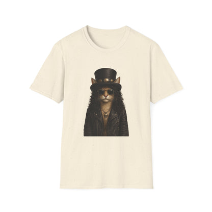 Slash Cat Parody — Vintage Top Hat Guitarist Cat Graphic T‑Shirt