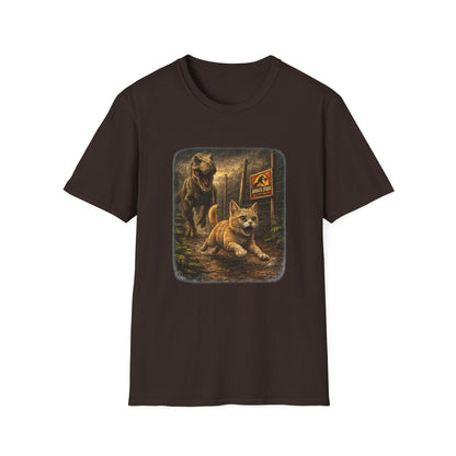 Jurassic Park Cats T‑Shirt — Retro Dino & Cat Mashup Tee