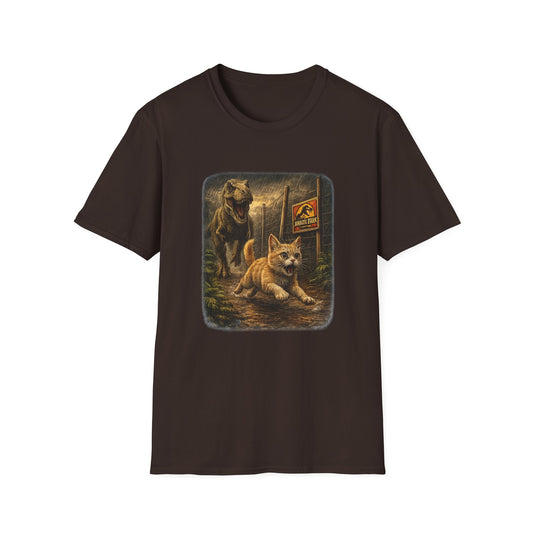 Jurassic Park Cats T‑Shirt — Retro Dino & Cat Mashup Tee