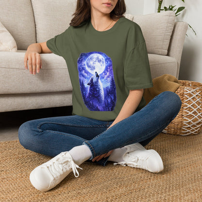 Howling Wolf Under Full Moon T-Shirt