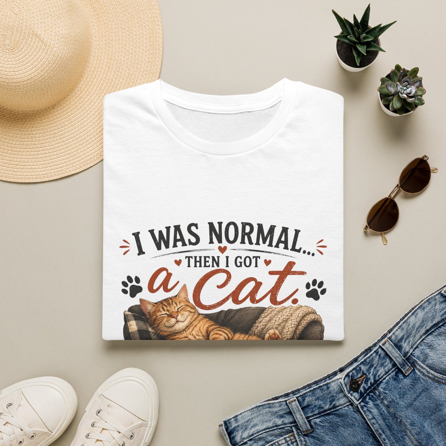 Cat Lover T-Shirt — "I Was Normal Then I Got a Cat" Cozy Graphic Tee