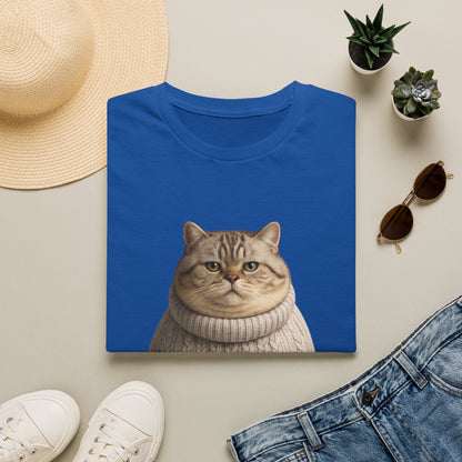 Chonky Sweater Cat - Cat in Cozy Sweater T-Shirt — Funny Cute Cat Graphic Tee