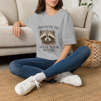 Too Cute to Steal Your Snacks Funny Raccoon T-Shirt