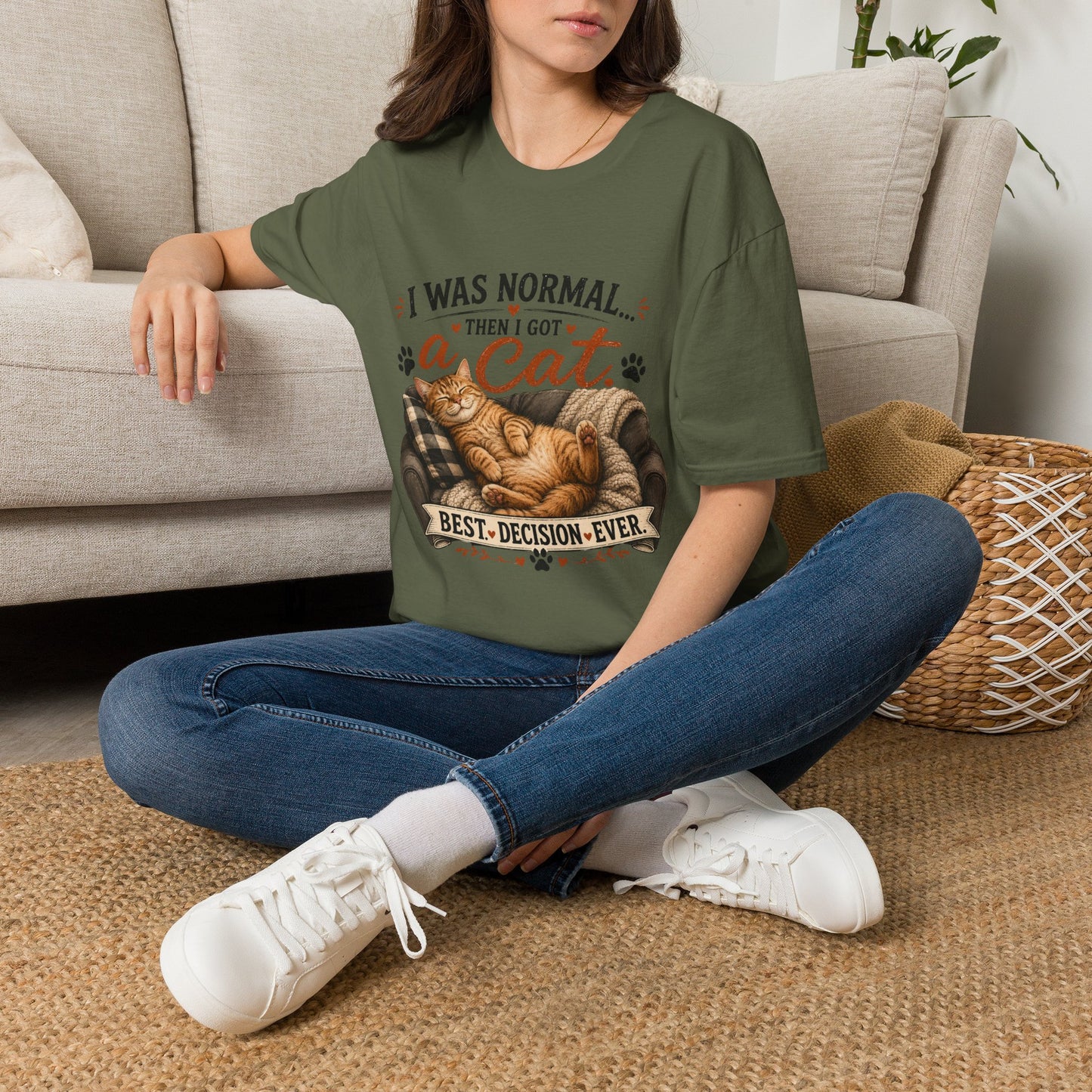 Cat Lover T-Shirt — "I Was Normal Then I Got a Cat" Cozy Graphic Tee