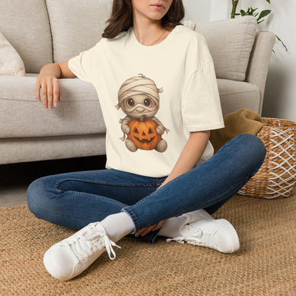 Cute Baby Mummy Holding Pumpkin Halloween T-Shirt