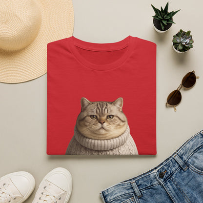 Chonky Sweater Cat - Cat in Cozy Sweater T-Shirt — Funny Cute Cat Graphic Tee