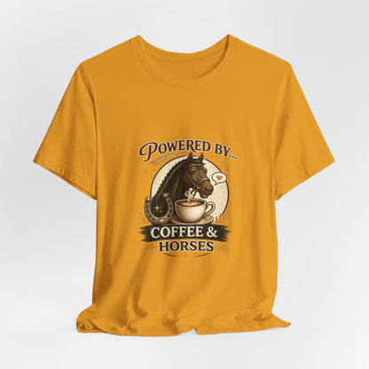 Powered By Coffee & Horses Funny Equestrian T-Shirt