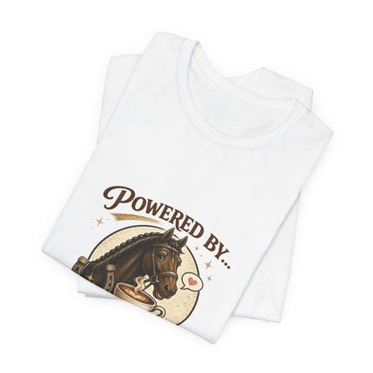 Powered By Coffee & Horses Funny Equestrian T-Shirt