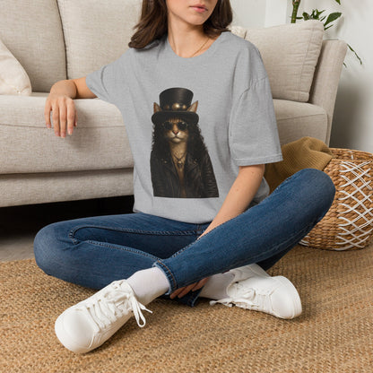 Slash Cat Parody — Vintage Top Hat Guitarist Cat Graphic T‑Shirt