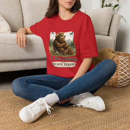 I Am Unhappy Because Reasons Funny Bigfoot T-Shirt