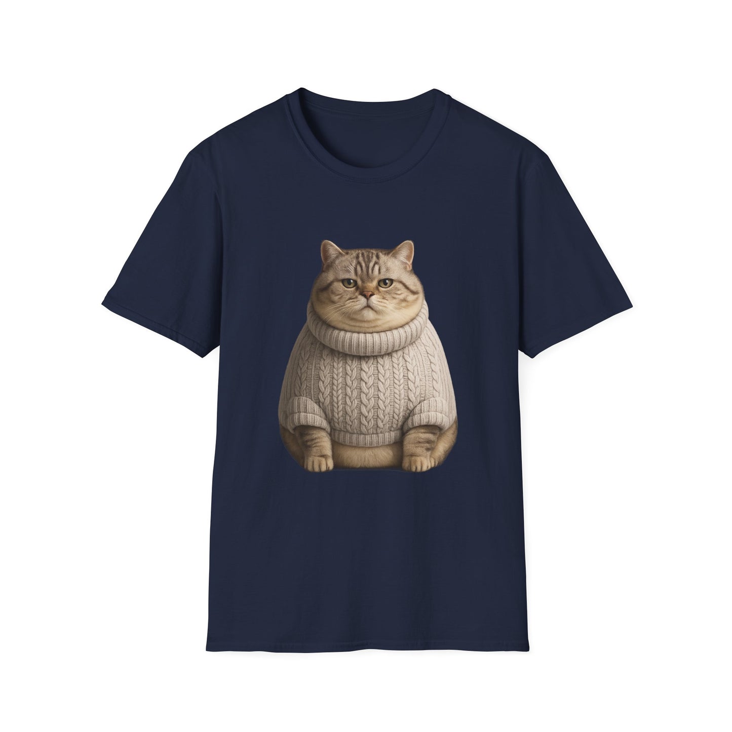 Chonky Sweater Cat - Cat in Cozy Sweater T-Shirt — Funny Cute Cat Graphic Tee