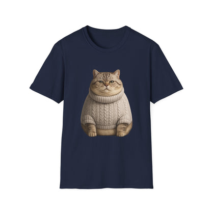 Chonky Sweater Cat - Cat in Cozy Sweater T-Shirt — Funny Cute Cat Graphic Tee