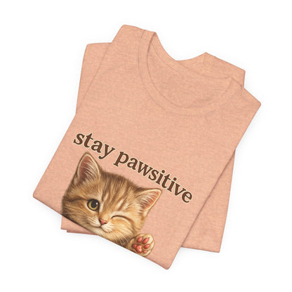 Stay Pawsitive Cute Cat T-Shirt