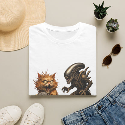 Xenomorph vs. Cat - Alien Graphic T-Shirt — Funny Sci‑Fi Cat Tee
