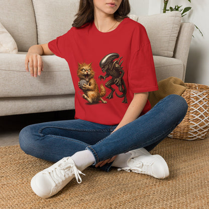 Xenomorph vs. Cat - Alien Graphic T-Shirt — Funny Sci‑Fi Cat Tee