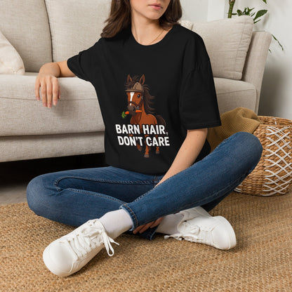 Barn Hair, Don't Care Funny Equestrian T-Shirt
