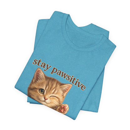 Stay Pawsitive Cute Cat T-Shirt